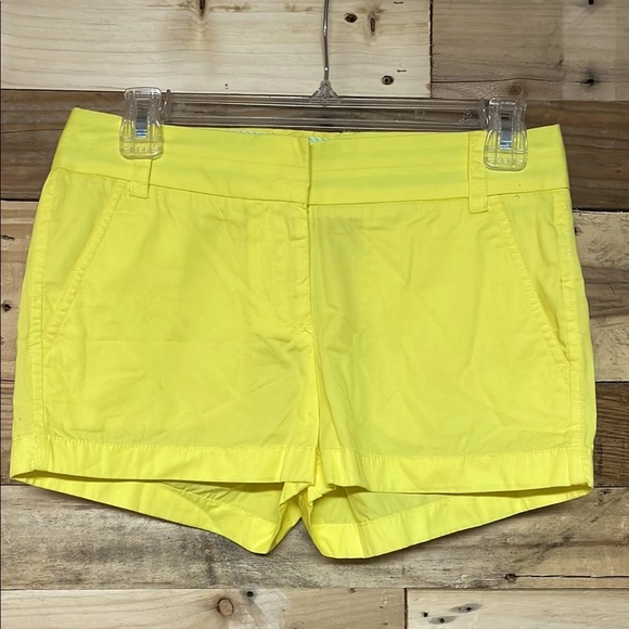 J. Crew Size 00 Bright Yellow Broken-In Chino 100% Cotton Low-rise 3.5” Shorts - Picture 1 of 9